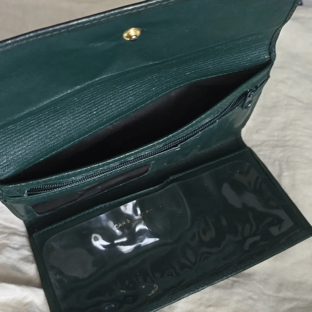 Vintage Women's Dark Green Leather Wallet with Embossed Detail - Picture 2 of 4